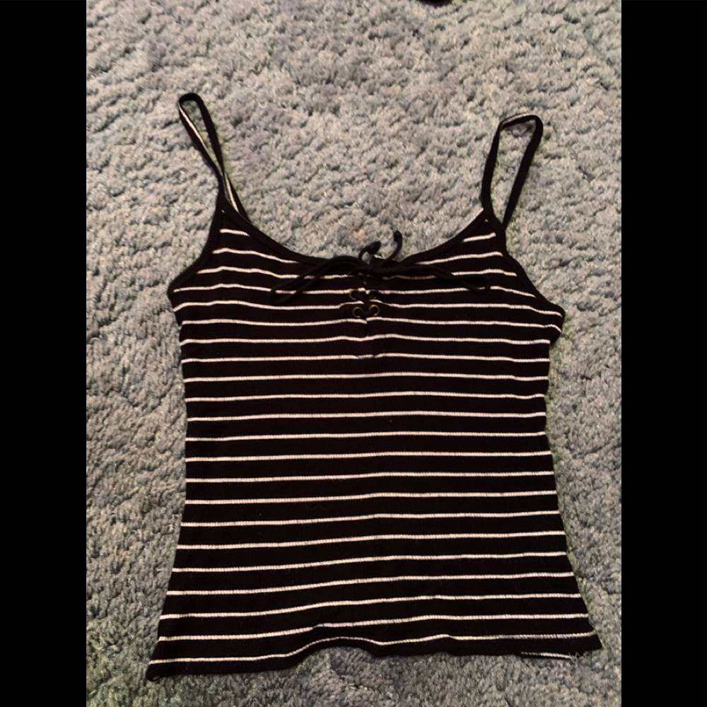 Black and white striped tank